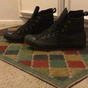 Black leather converse hightops